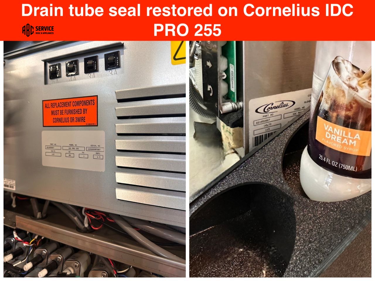 Leak repair in commercial refrigerator Cornelius IDC PRO 255, Los Gatos